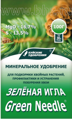 ЗЕЛЕНАЯ ИГЛА минеральное удобрение 100гр (1/20шт) БХЗ