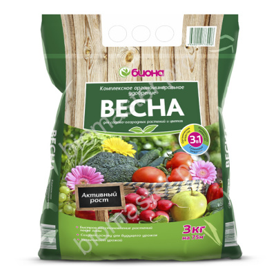 ВЕСНА 3кг. Комплексное органоминеральное удобрение (1/5шт) БМ
